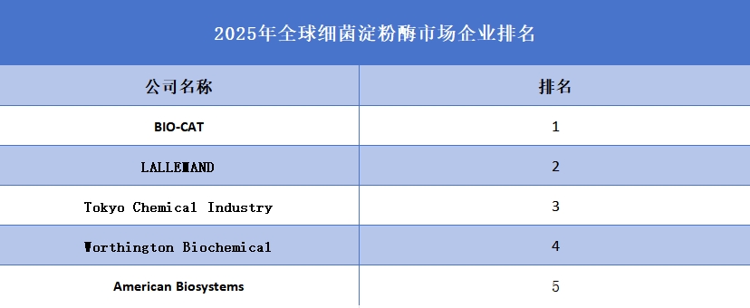 2025年全球細菌淀粉酶企業排名